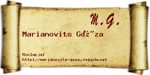 Marianovits Géza névjegykártya